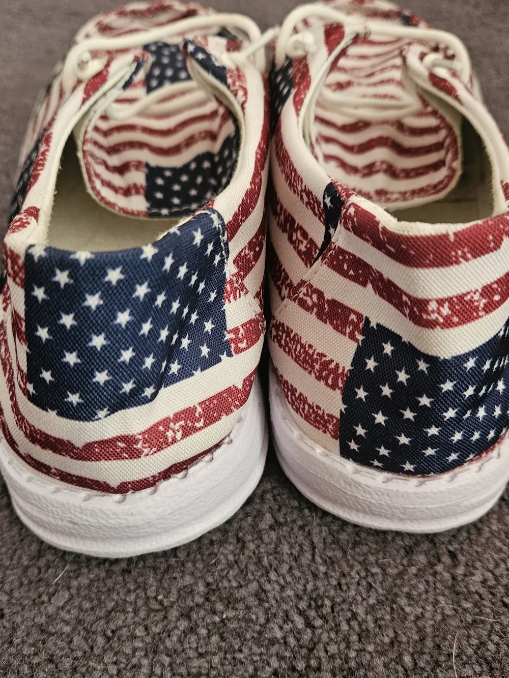 Source Unknown Men's Boat Shoes in Red, White, and Blue Flag Print